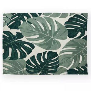 Monstera Green Leaf Print Rectangle Placemats Set of 4